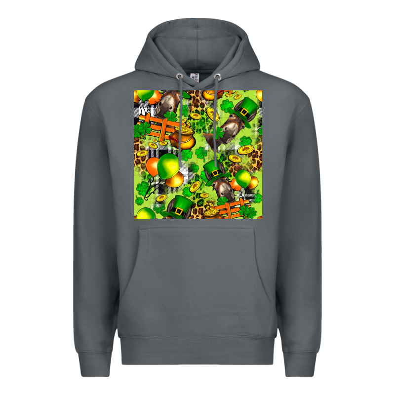 St. Patrick's Donkey With Shamrock Seamless Premium Hoodie by FaDigitalArtStudio | Teevron