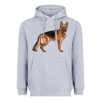 Heather Grey German Shepherd Dog Illustrations Heavyweight Hoodie - LillyAllenDesigns
