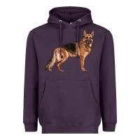 Plum German Shepherd Dog Illustrations Heavyweight Hoodie - LillyAllenDesigns