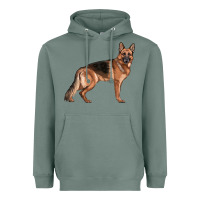 Sage German Shepherd Dog Illustrations Heavyweight Hoodie - LillyAllenDesigns