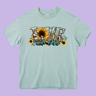 Love Like Jesus Sunflowers Heavy Core Tee Designed By Nancycooperartshop