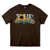 Chocolate Brown love like jesus sunflowers Heavy Core Tee - NancyCooperArtShop
