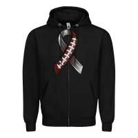 Black Gray Ribbon American Football Zipper Hoodie - BundleAndBundleShop