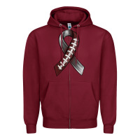 Burgundy Gray Ribbon American Football Zipper Hoodie - BundleAndBundleShop