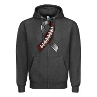 Charcoal Heather Gray Ribbon American Football Zipper Hoodie - BundleAndBundleShop
