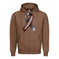 Chestnut Gray Ribbon American Football Zipper Hoodie - BundleAndBundleShop