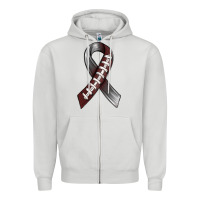Dove Grey Gray Ribbon American Football Zipper Hoodie - BundleAndBundleShop