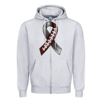 Heather Grey Gray Ribbon American Football Zipper Hoodie - BundleAndBundleShop