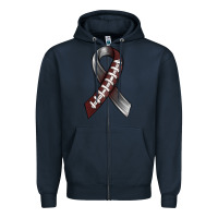Navy Gray Ribbon American Football Zipper Hoodie - BundleAndBundleShop