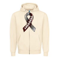 Sandshell Gray Ribbon American Football Zipper Hoodie - BundleAndBundleShop