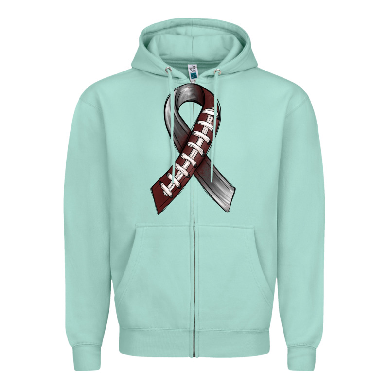 Gray Ribbon American Football Zipper Hoodie by BundleAndBundleShop | Teevron