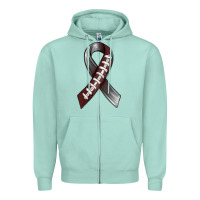 Seafoam Gray Ribbon American Football Zipper Hoodie - BundleAndBundleShop