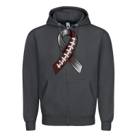 Smoke Gray Ribbon American Football Zipper Hoodie - BundleAndBundleShop