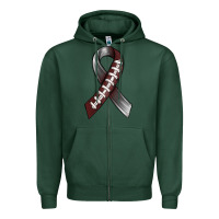 Sports Green Gray Ribbon American Football Zipper Hoodie - BundleAndBundleShop