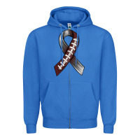True Royal Gray Ribbon American Football Zipper Hoodie - BundleAndBundleShop