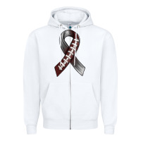 White Gray Ribbon American Football Zipper Hoodie - BundleAndBundleShop
