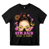 Black messy bun gym hair dont care Heavy Core Tee - NancyCooperArtShop