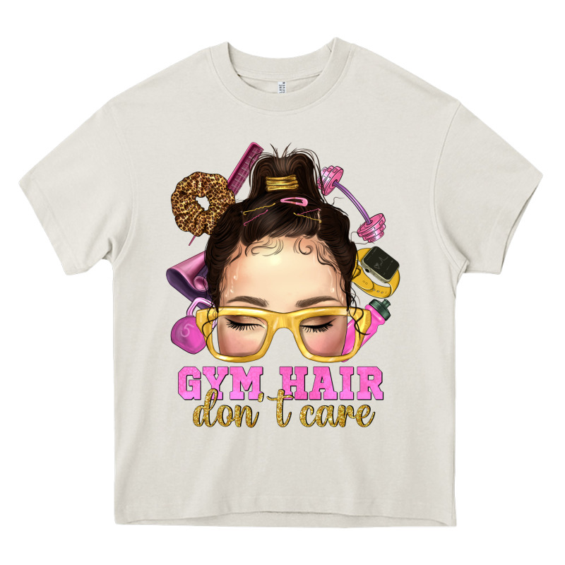 Messy Bun Gym Hair Dont Care Heavy Core Tee by NancyCooperArtShop | Teevron