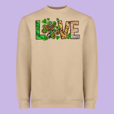St. Patrick's Love Luck With Clover Heavyweight Sweatshirt Designed By Howdyjamesfarm