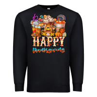 Black happy thanksgiving Premium Sweatshirt - CowhideDigitalArt