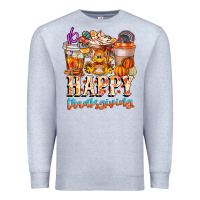 Heather Grey happy thanksgiving Premium Sweatshirt - CowhideDigitalArt