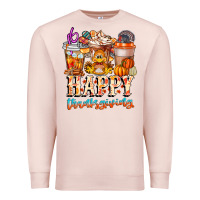 Pale Pink happy thanksgiving Premium Sweatshirt - CowhideDigitalArt
