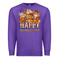 Purple happy thanksgiving Premium Sweatshirt - CowhideDigitalArt
