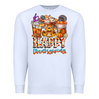 White happy thanksgiving Premium Sweatshirt - CowhideDigitalArt