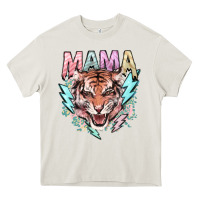 Cream mama tiger lightning bolt Heavy Core Tee - NancyCooperArtShop