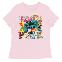 Bubblegum Pink leveled up pre k Ladies Tee - NancyCooperArtShop