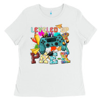 White leveled up pre k Ladies Tee - NancyCooperArtShop