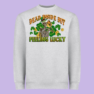 Dead Inside But Feeling Lucky St. Patrick's Day Heavyweight Sweatshirt Designed By Cowgirlartshop