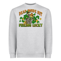 Heather Grey Dead inside but feeling lucky St. Patrick's Day Heavyweight Sweatshirt - CowGirlArtShop