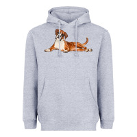 Heather Grey Boxer Dog Illustrations Heavyweight Hoodie - LillyAllenDesigns