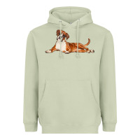 Matcha Boxer Dog Illustrations Heavyweight Hoodie - LillyAllenDesigns