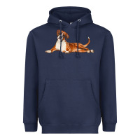 Navy Boxer Dog Illustrations Heavyweight Hoodie - LillyAllenDesigns