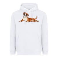 White Boxer Dog Illustrations Heavyweight Hoodie - LillyAllenDesigns
