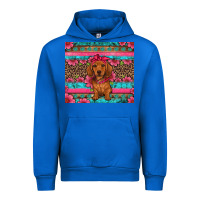 Cobalt dachshund puppy floral Urban Hoodie - Artiststas