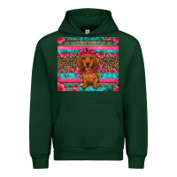 Forest Green dachshund puppy floral Urban Hoodie - Artiststas