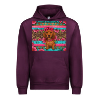 Mauve Wine dachshund puppy floral Urban Hoodie - Artiststas