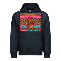 Navy dachshund puppy floral Urban Hoodie - Artiststas