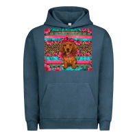 Pigment Midnight Navy dachshund puppy floral Urban Hoodie - Artiststas