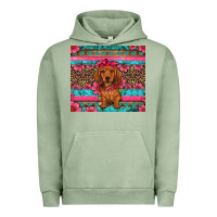 Pigment Oil Green dachshund puppy floral Urban Hoodie - Artiststas