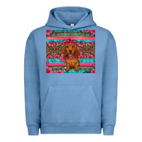 Pigment Pebble Blue dachshund puppy floral Urban Hoodie - Artiststas