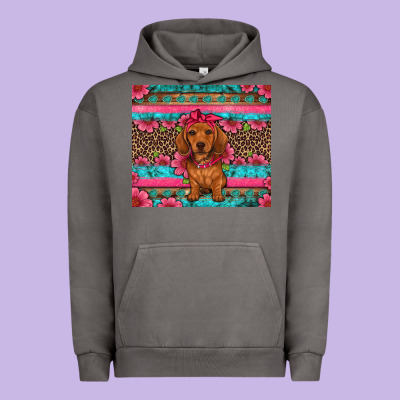 Dachshund Puppy Floral Urban Hoodie Designed By Artiststas