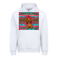 White dachshund puppy floral Urban Hoodie - Artiststas