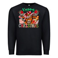 Black Happy Christmas Cow Premium Sweatshirt - CowhideDigitalArt