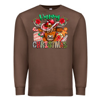 Chestnut Happy Christmas Cow Premium Sweatshirt - CowhideDigitalArt