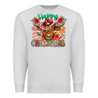 Dove Grey Happy Christmas Cow Premium Sweatshirt - CowhideDigitalArt