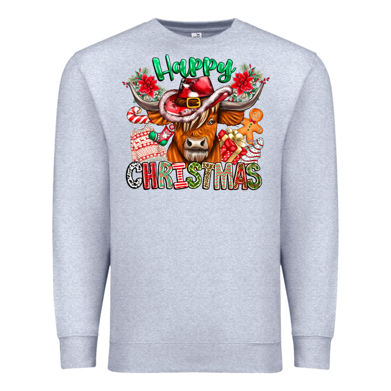 Happy Christmas Cow Premium Sweatshirt by CowhideDigitalArt | Teevron